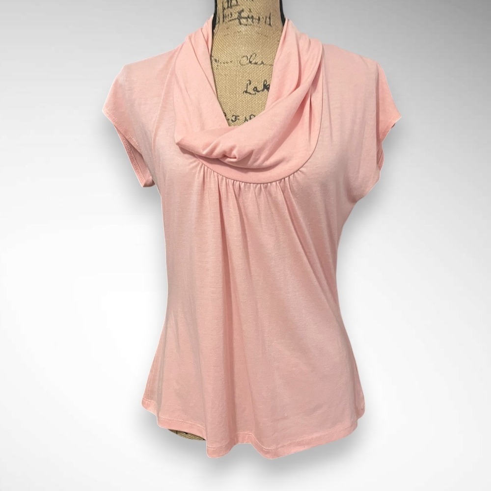 L8TER Women's Pink‎ Cap Sleeve Cowl Neck Lightweight Top XL | EUC